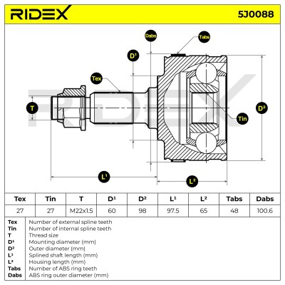 Joint Kit, Drive Shaft RIDEX 5J0088 5J0088 - photo 7