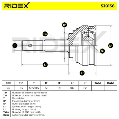 Joint Kit, Drive Shaft RIDEX 5J0136 5J0136 - photo 5
