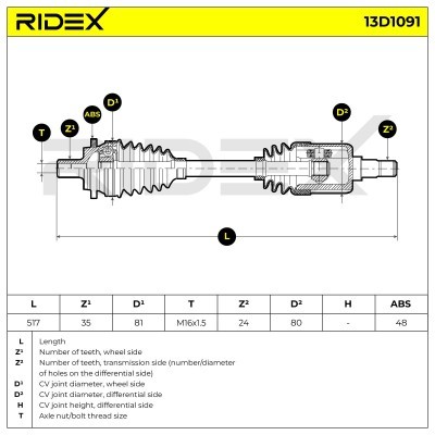 Drive Shaft RIDEX 13D1091 13D1091 - photo 7