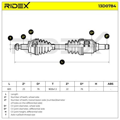 Drive Shaft RIDEX 13D0784 13D0784 - photo 7