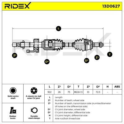Drive Shaft RIDEX 13D0627 13D0627 - photo 6