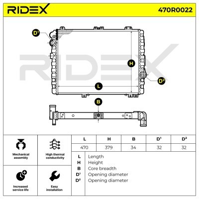 Radiator, Engine Cooling RIDEX 470R0022 470R0022 - photo 5