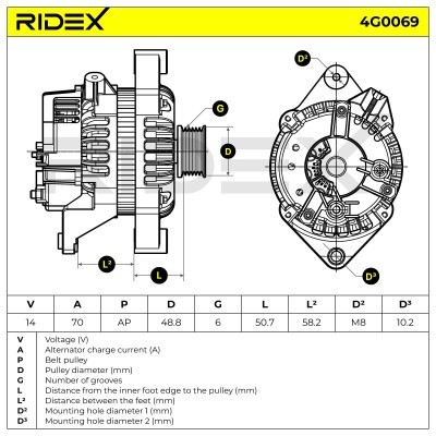 Alternator RIDEX 4G0069 4G0069 - photo 5