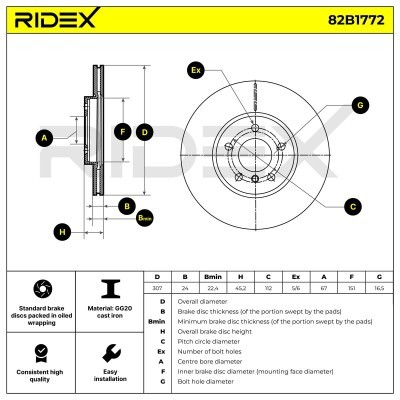 Brake Disc RIDEX 82B1772 82B1772 - photo 7
