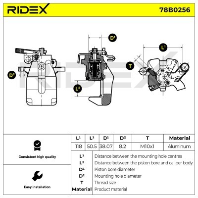 Brake Caliper RIDEX 78B0256 78B0256 - photo 2