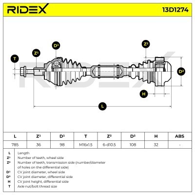 Drive Shaft RIDEX 13D1274 13D1274 - photo 7
