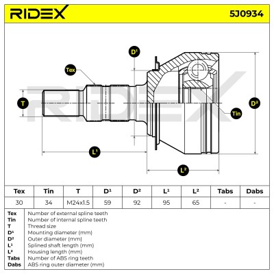 Joint Kit, Drive Shaft RIDEX 5J0934 5J0934 - photo 7