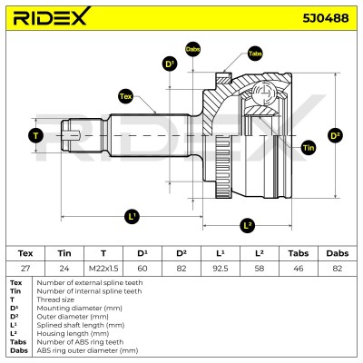 Joint Kit, Drive Shaft RIDEX 5J0488 5J0488 - photo 6