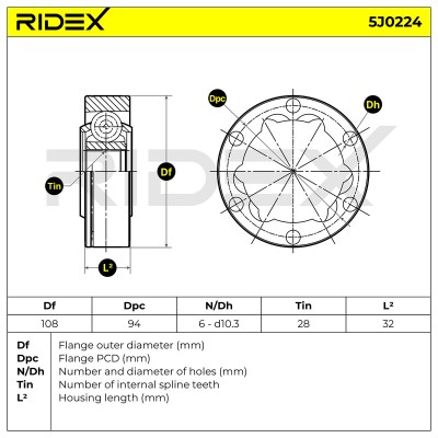 Joint Kit, Drive Shaft RIDEX 5J0224 5J0224 - photo 5