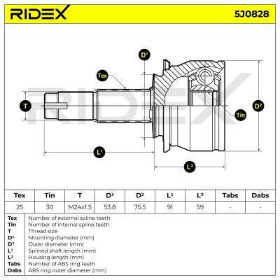 Joint Kit, Drive Shaft RIDEX 5J0828 5J0828 - photo 6