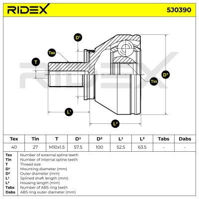 Joint Kit, Drive Shaft RIDEX 5J0390 5J0390 - photo 6