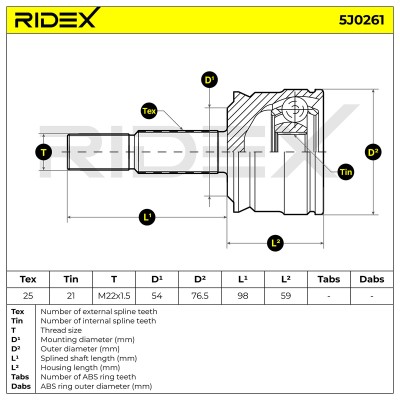 Joint Kit, Drive Shaft RIDEX 5J0261 5J0261 - photo 7