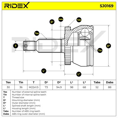 Joint Kit, Drive Shaft RIDEX 5J0169 5J0169 - photo 5