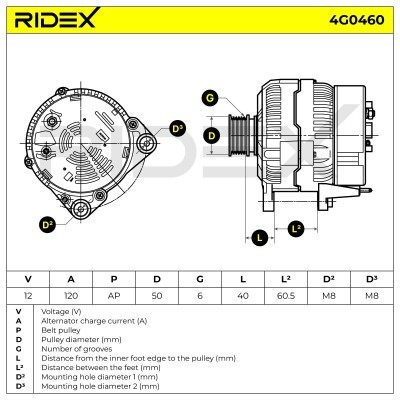 Alternator RIDEX 4G0460 4G0460 - photo 5