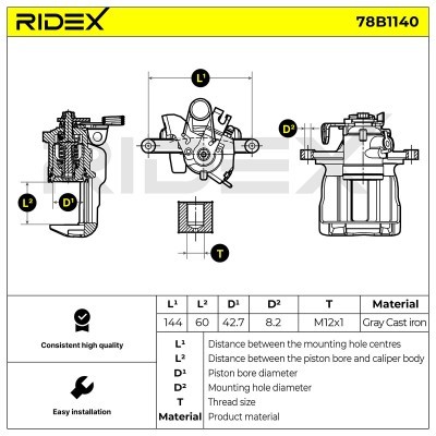 Brake Caliper RIDEX 78B1140 78B1140 - photo 5