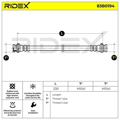 Brake Hose RIDEX 83B0194 83B0194 - photo 3
