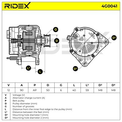 Alternator RIDEX 4G0041 4G0041 - photo 5