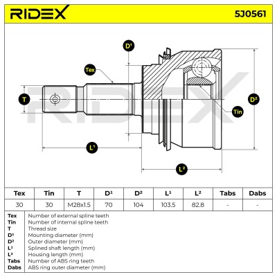 Joint Kit, Drive Shaft RIDEX 5J0561 5J0561 - photo 5
