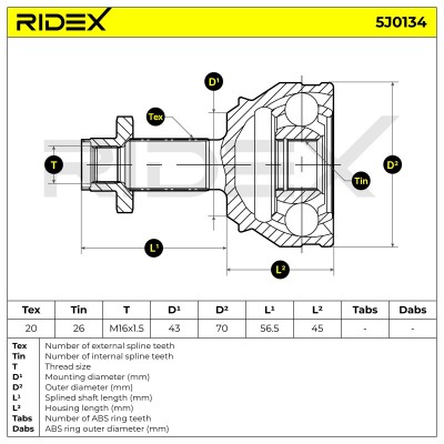 Joint Kit, Drive Shaft RIDEX 5J0134 5J0134 - photo 5