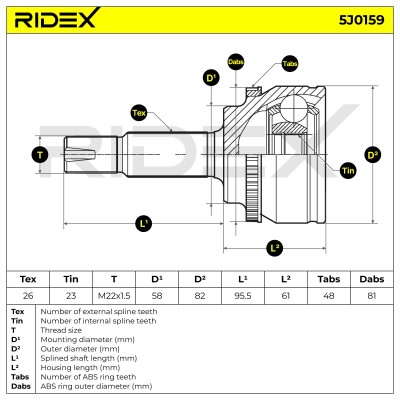 Joint Kit, Drive Shaft RIDEX 5J0159 5J0159 - photo 7