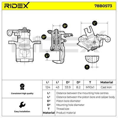 Brake Caliper RIDEX 78B0573 78B0573 - photo 6
