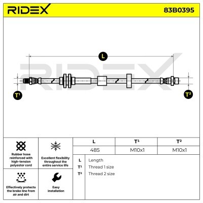 Brake Hose RIDEX 83B0395 83B0395 - photo 2