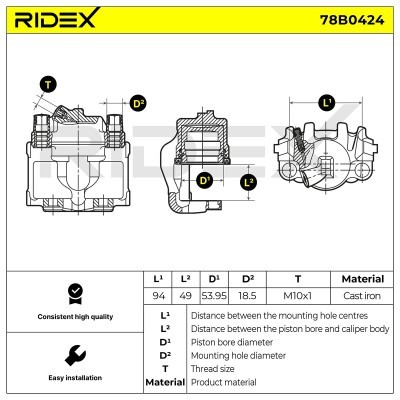 Brake Caliper RIDEX 78B0424 78B0424 - photo 4