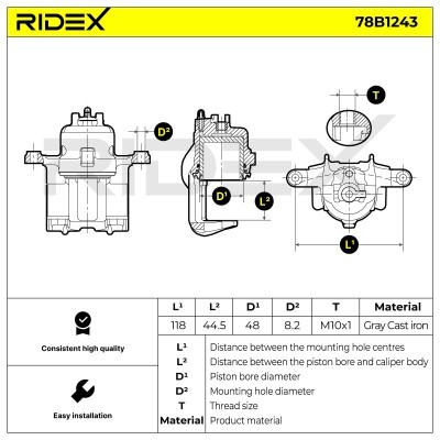 Brake Caliper RIDEX 78B1243 78B1243 - photo 6