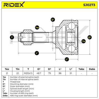 Joint Kit, Drive Shaft RIDEX 5J0273 5J0273 - photo 4