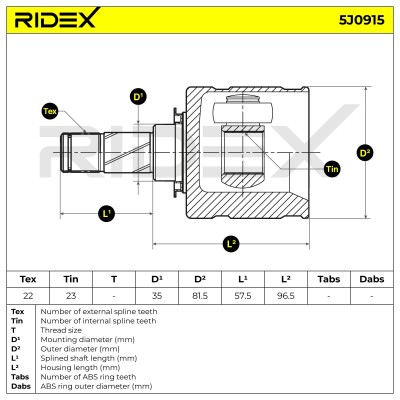 Joint Kit, Drive Shaft RIDEX 5J0915 5J0915 - photo 6