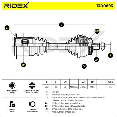 Drive Shaft RIDEX 13D0693 13D0693 - photo 6