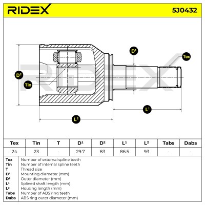 Joint Kit, Drive Shaft RIDEX 5J0432 5J0432 - photo 7