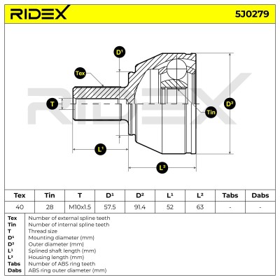 Joint Kit, Drive Shaft RIDEX 5J0279 5J0279 - photo 5