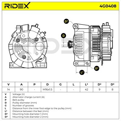 Alternator RIDEX 4G0408 4G0408 - photo 9