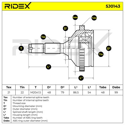 Joint Kit, Drive Shaft RIDEX 5J0143 5J0143 - photo 5
