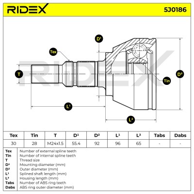 Joint Kit, Drive Shaft RIDEX 5J0186 5J0186 - photo 5