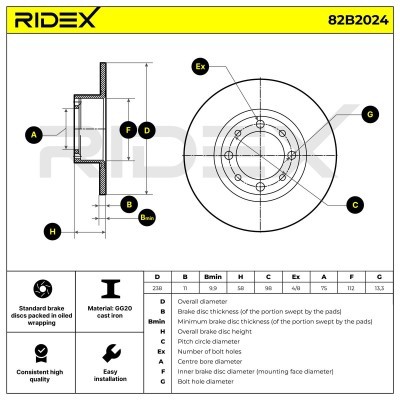 Brake Disc RIDEX 82B2024 82B2024 - photo 3
