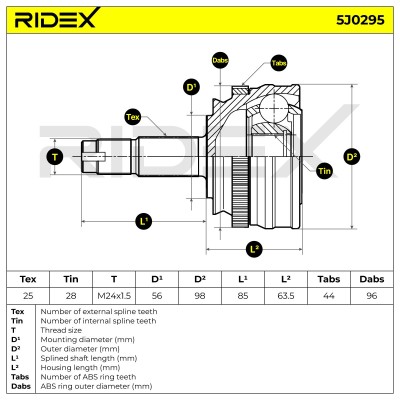 Joint Kit, Drive Shaft RIDEX 5J0295 5J0295 - photo 5