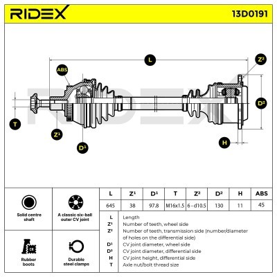 Drive Shaft RIDEX 13D0191 13D0191 - photo 5