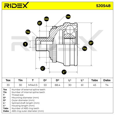 Joint Kit, Drive Shaft RIDEX 5J0548 5J0548 - photo 5