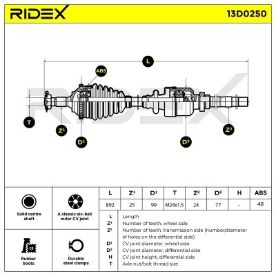 Drive Shaft RIDEX 13D0250 13D0250 - photo 7