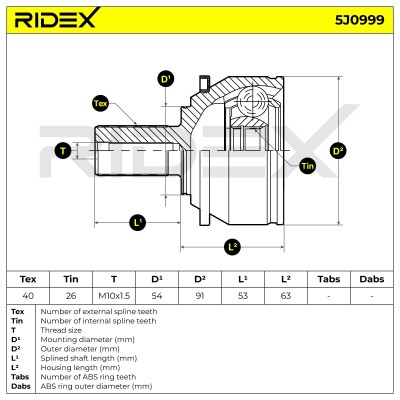 Joint Kit, Drive Shaft RIDEX 5J0999 5J0999 - photo 5