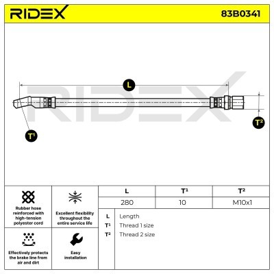 Brake Hose RIDEX 83B0341 83B0341 - photo 1