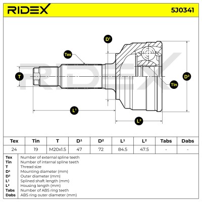 Joint Kit, Drive Shaft RIDEX 5J0341 5J0341 - photo 5
