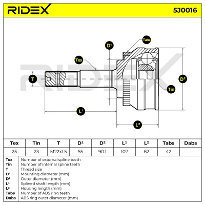 Joint Kit, Drive Shaft RIDEX 5J0016 5J0016 - photo 9