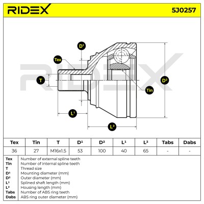 Joint Kit, Drive Shaft RIDEX 5J0257 5J0257 - photo 5