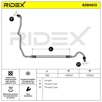 Brake Hose RIDEX 83B0613 83B0613 - photo 2