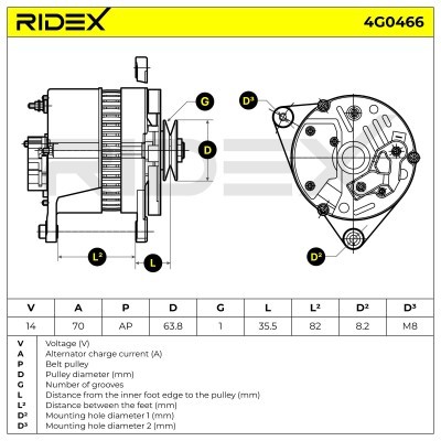 Alternator RIDEX 4G0466 4G0466 - photo 5