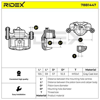 Brake Caliper RIDEX 78B1447 78B1447 - photo 7