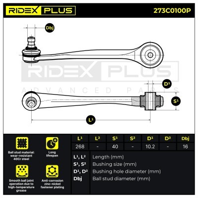 Control Arm RIDEX 273C0100P 273C0100P - photo 7